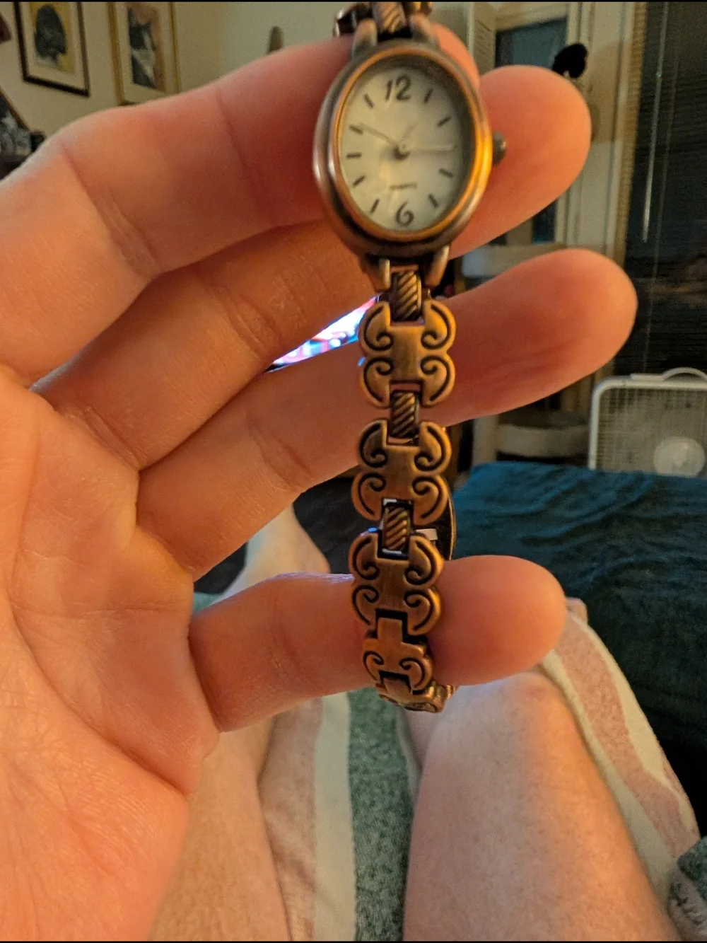 Quartz Pocket Watch Style Women's Wristwatch - Bronze Finish Brand New Battery